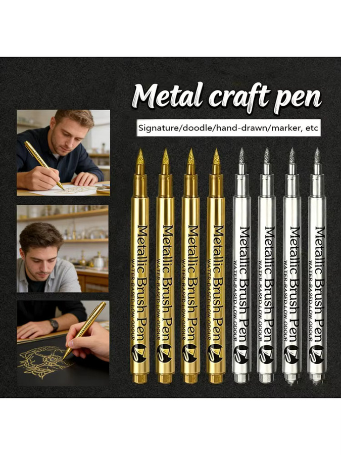 GN Wasserfeste Metallic-Pinselmarker Set mit Gold und Silber für DIY Resin-Malerei und Bastelbedarf - Bild 7