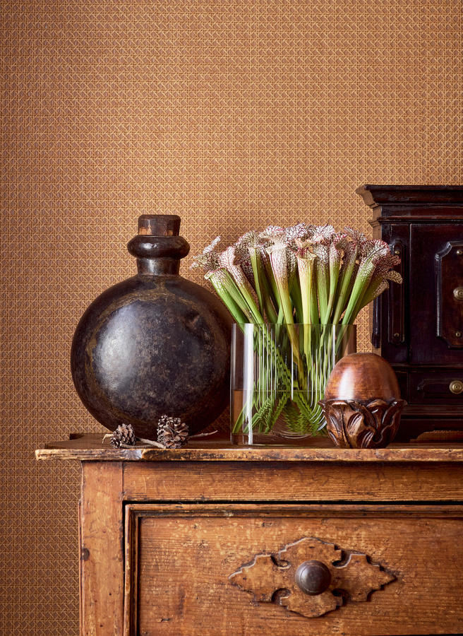Thibaut Tapete Rattan Geometric in Braun - Bild 1