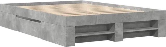 vidaXL Bettgestell mit Schubladen aus Holzwerkstoff in Betongrau, B/T/H: 140 x 200 x 143 cm - Bild 1