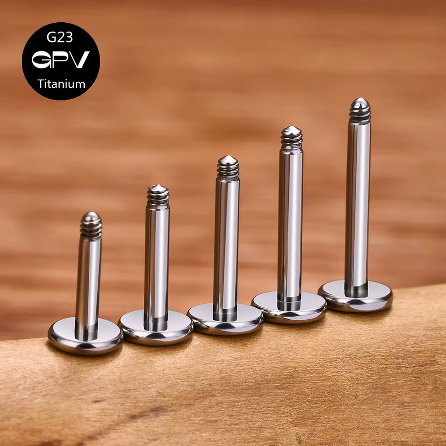 Ohr- und Lippenbolzen Titan, Silber, Unisex - Bild 2