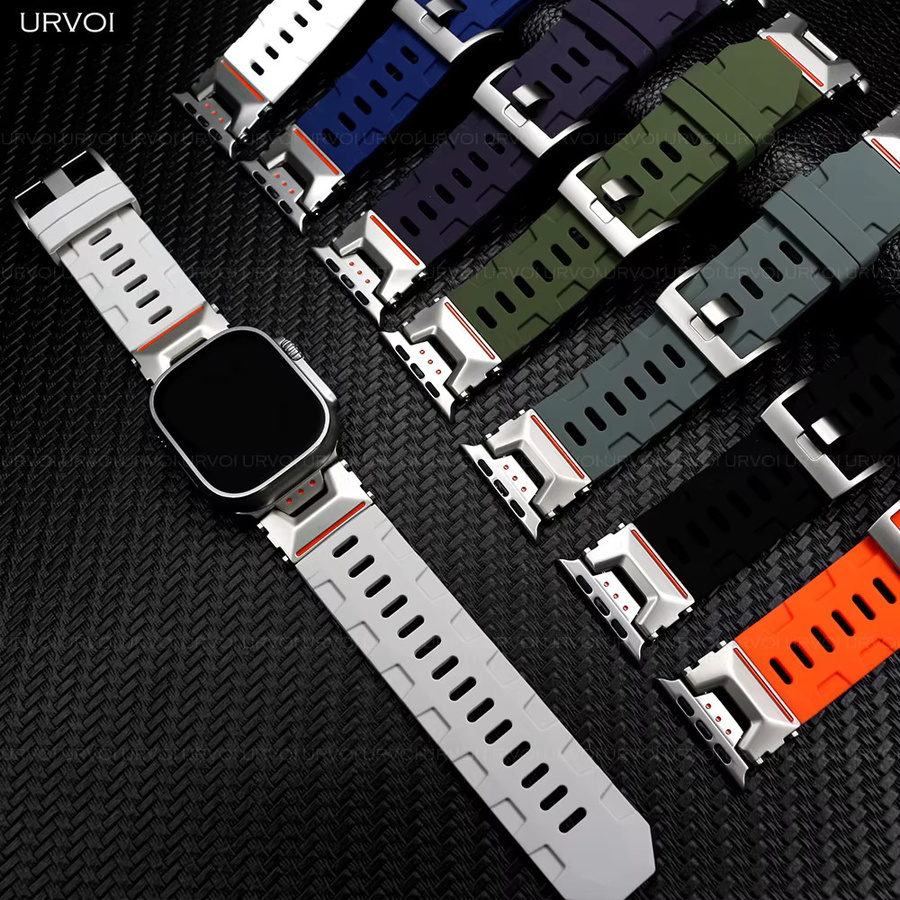 URVOI Uhrenarmband Silikon, Silber, 46 mm, Unisex - Bild 4