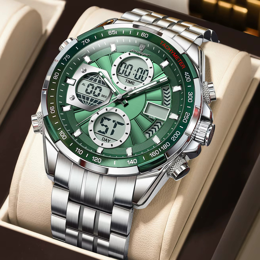 POEDAGAR Armbanduhr, Quarz, Edelstahl, Silber, Herren - Bild 2