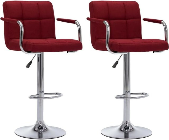vidaXL Barhocker 2er Set Weinrot mit Stoffbezug und 360 Grad Drehbarkeit - Bild 1