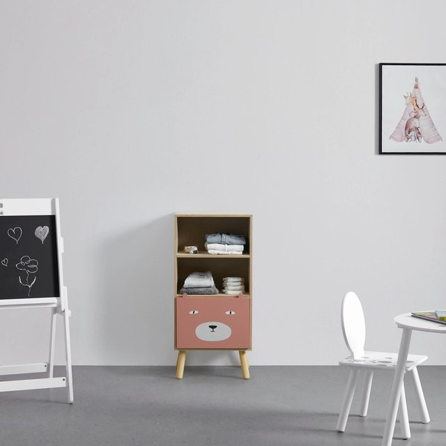 Bessagi Kids Kinderkommode Lanny in Rosa und Braun aus Echtholz und MDF - Bild 1