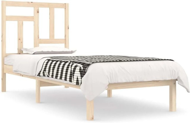vidaXL Massivholzbett aus Kiefer in Braun mit rustikaler Optik, B/T/H: 90 x 190 cm - Bild 1