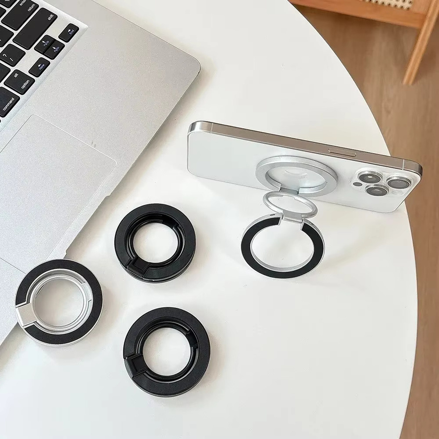 Dualer magnetischer Handyhalter für MagSafe, 360 Grad drehbarer und faltbarer Ständer für Schreibtisch und Auto, Schwarz, kompatibel mit iPhone 17/16/15/14/13/12 - Bild 3