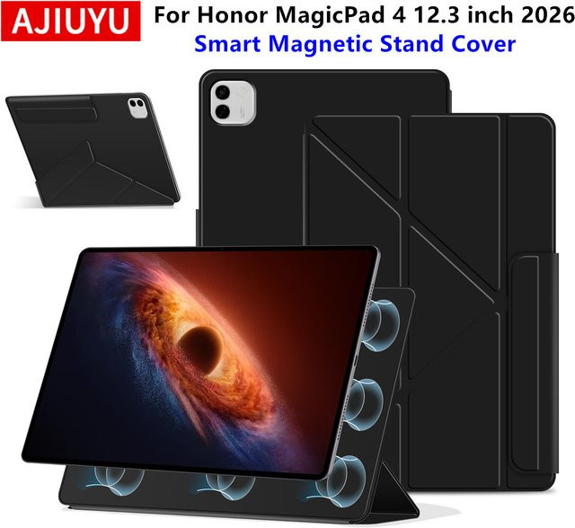 Magnetische Smart Book Cover Hülle für Honor MagicPad 4 12,3 Zoll in Schwarz - Bild 1