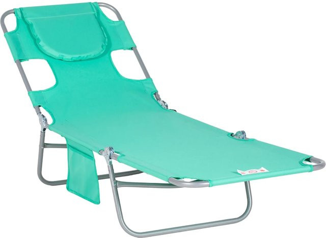 Outsunny Sonnenliege klappbar in Grün mit verstellbarer Kopfstütze und Massage-Stil aus pulverbeschichtetem Metall - Bild 1