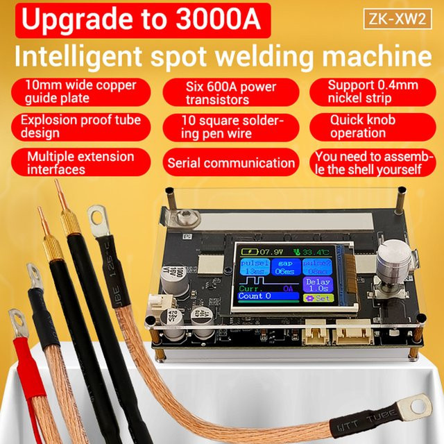 ZK-XW2 Dual-Pulse-Punktschweißgerät mit 1,8-Zoll-LCD-Farbbildschirm und Digitalanzeige, Schwarz - Bild 1