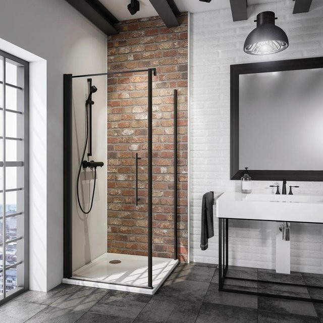 Schulte Eckdusche Alexa Style 2.0 mit Drehtür und Seitenwand in Mattschwarz, B/T/H: 80 x 80 x 192 cm - Bild 1