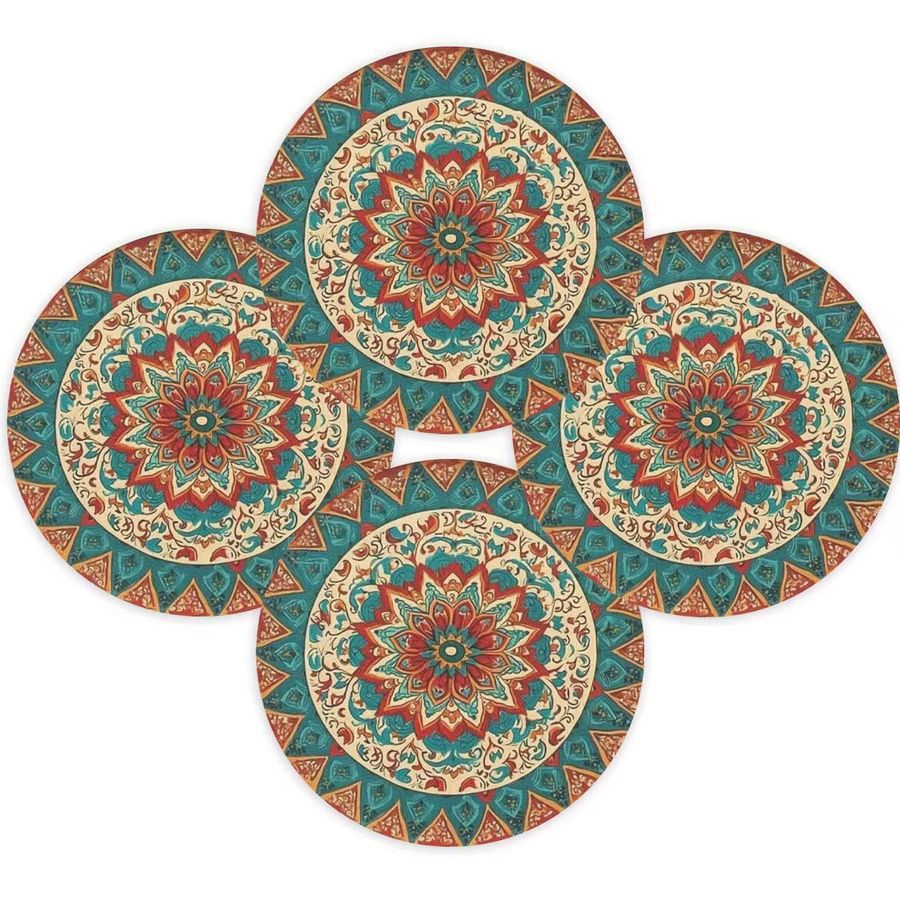 VIKAMA 4-teiliges Set exotische Mandala-Tischsets in Rot und Blau mit aufwendigen Mustern - Bild 2