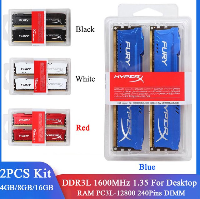 Kingston DDR3L Desktop-RAM Kit PC3L-12800 1600 MHz DIMM 240 Pins 1,35 V - Bild 1