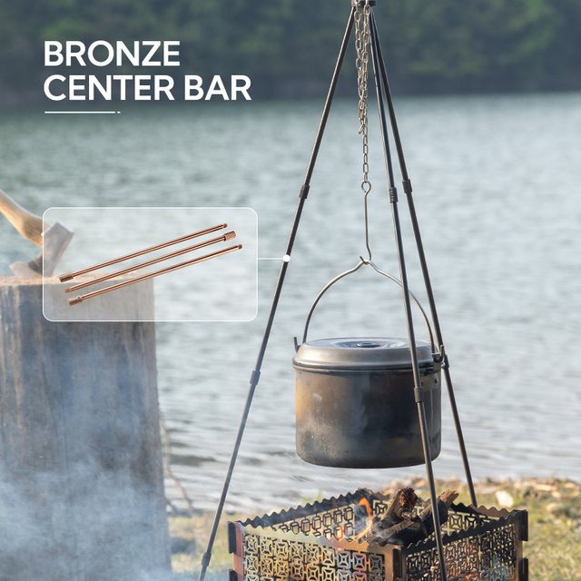 Camping Moon Grill Stativ aus Aluminiumlegierung in Silber für Holzkohlegrills und Lagerfeuer - Bild 1