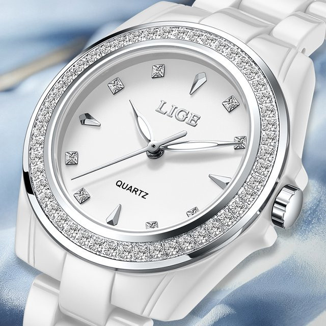 LIGE TOP Armbanduhr, Quarz, Keramik, Diamantbesetzt, Damen - Bild 1
