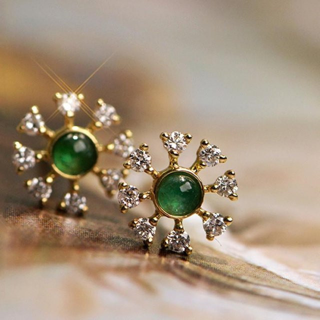 YIRAN Jewelry Ohrstecker, grüne Imitations-Opal, Damen - Bild 1