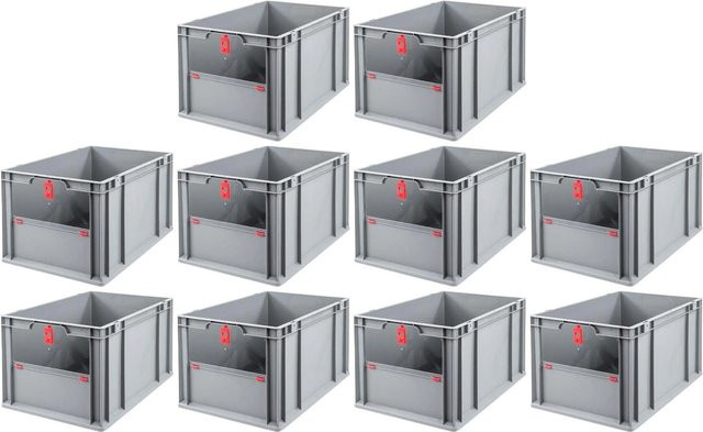 PROREGAL SparSet 10x Eurobox NextGen Insight Cover Rot mit verstärkten Wänden, H x B x T: 32 x 40 x 60 cm, 65 Liter - Bild 1