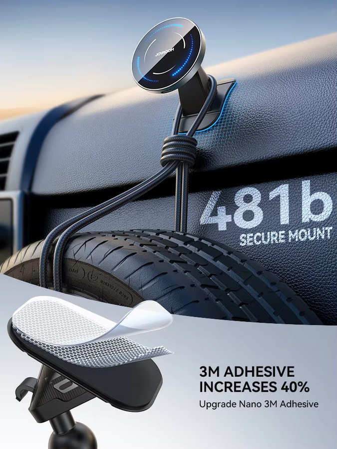 Joyroom Magnetische Auto-Handyhalterung mit kabelloser Ladefunktion für Armaturenbrett und Lüftungsschlitz, Schwarz, JR-ZS502 - Bild 5