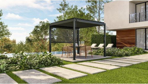 Mr. GARDENER Pergola Classic 111 aus Aluminium und Stahl in Schwarz und Anthrazit, B: 301,25 cm, T: 301,24 cm, H: 250,0 cm - Bild 1