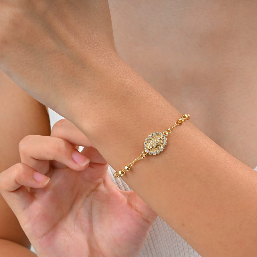 VNOX Rosenkranz-Armband, 18K Vergoldet, Perle, Damen - Bild 2