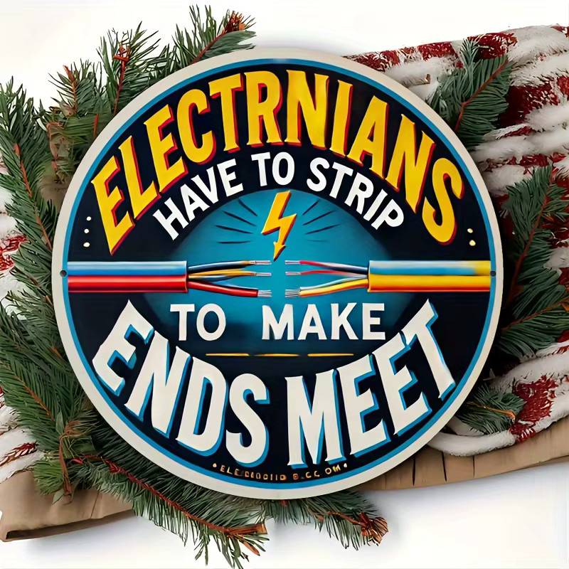 Potdemiel Vintage Elektriker Wandkunst Schild aus Metall in Mehrfarbig, Durchmesser: 20 cm - Bild 5