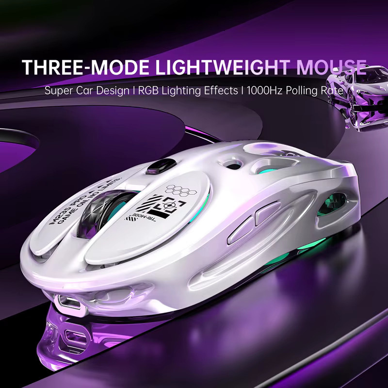 OnePlus Kabellose Tri-Mode Bluetooth-Gaming-Maus mit RGB-Beleuchtung für PC und Tablet in Grau oder Weiß - Bild 3