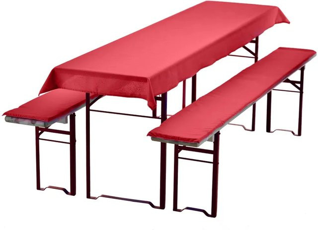 NYVI Bierbankauflagen Set NYVIGala 3-teilig in Rot mit Tischdecke und Sitzpolstern für Bierzeltgarnituren, Breite: 240 cm, Tiefe: 90 cm - Bild 1