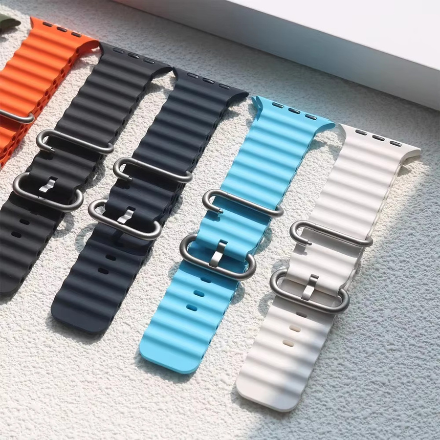 Uhrenarmband Ocean Band für Apple Watch, Silikon, Schwarz, Unisex - Bild 2