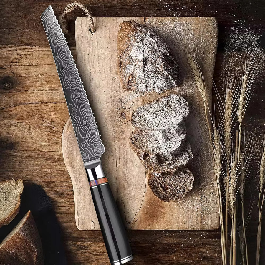 Xituo Brotmesser aus Damaststahl mit Holzgriff, 20,32 cm - Bild 5