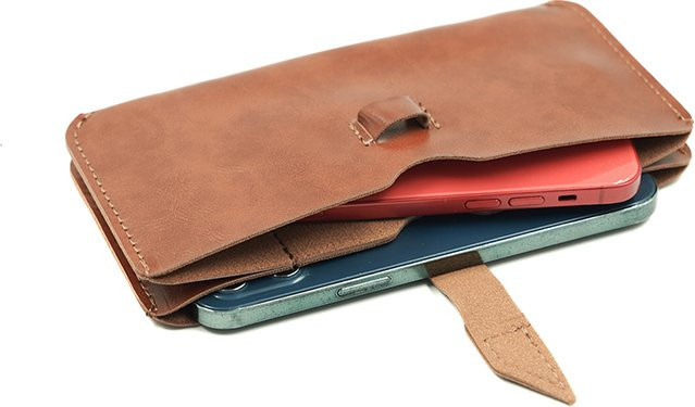 Dünne und leichte PU-Leder-Handyhülle für Apple iPhone 17 Pro Max Plus mit zweilagiger Aufbewahrungstasche in Braun, 6,7 Zoll - Bild 1