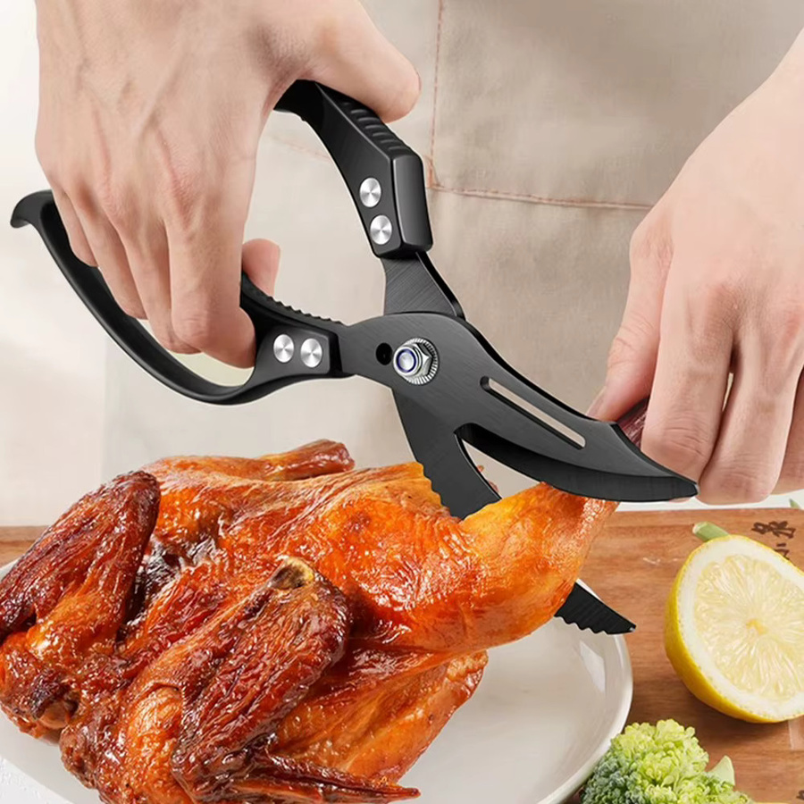 CMGF Mehrzweck-Küchenschere aus Titan in Schwarz zum Schneiden von Fleisch, Geflügel und Gemüse - Bild 2