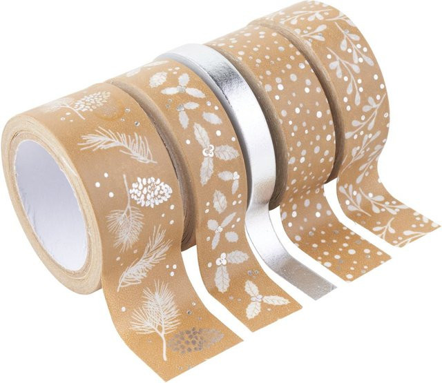 Heyda Deko Tapes Natur Mix in Silber und Multicolour aus Natron Kraftpapier - Bild 1
