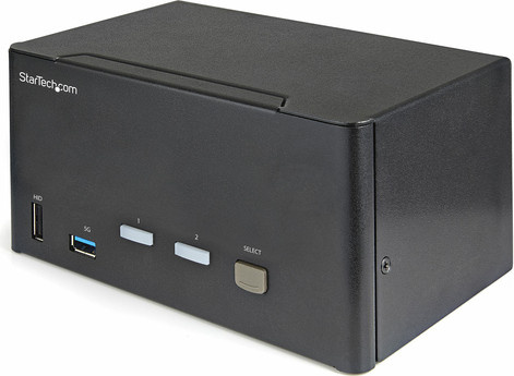 StarTech.com 2 Port DisplayPort KVM Switch mit 4K 60 Hz UHD HDR, USB 3.0 Hub und Audio, Schwarz (SV231TDPU34K) - Bild 1