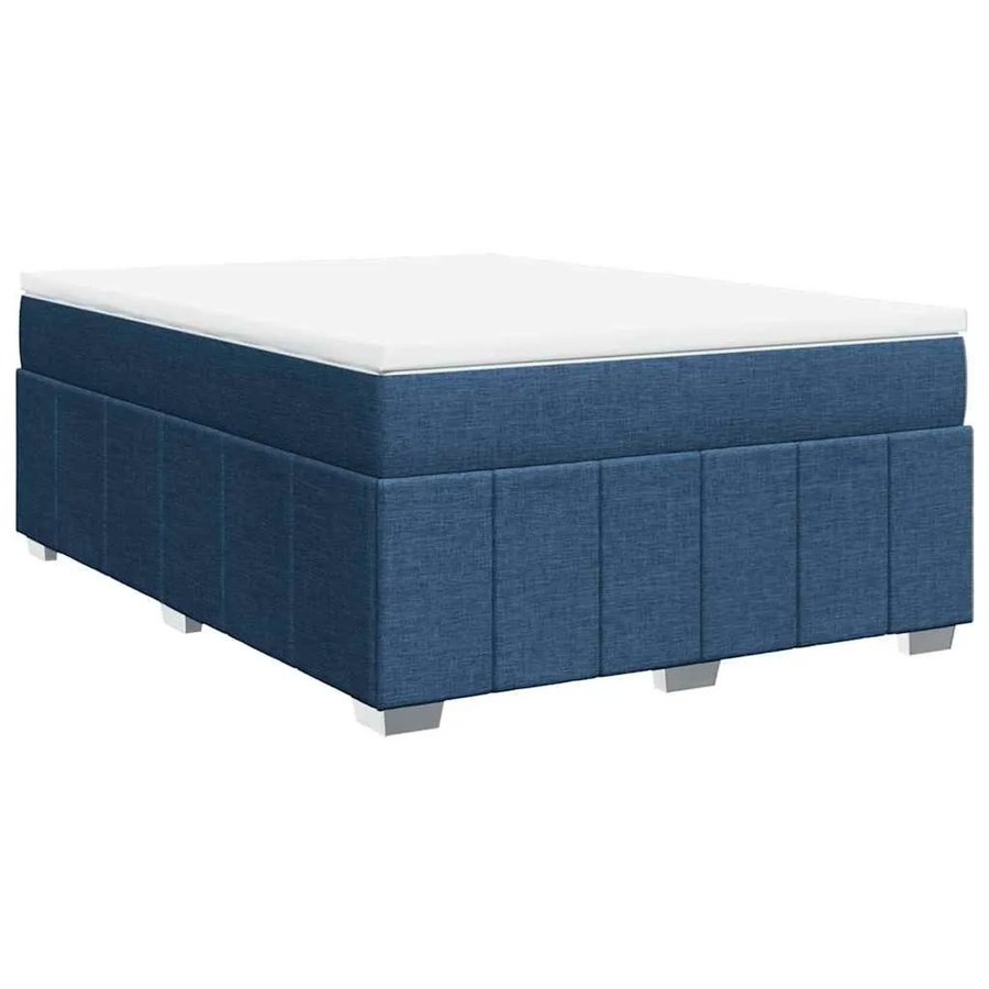 vidaXL Boxspringbett mit Matratze in Blau, Hybrid-Bett mit Taschenfederkern aus Stoff, B/T: 140 x 190 cm - Bild 2