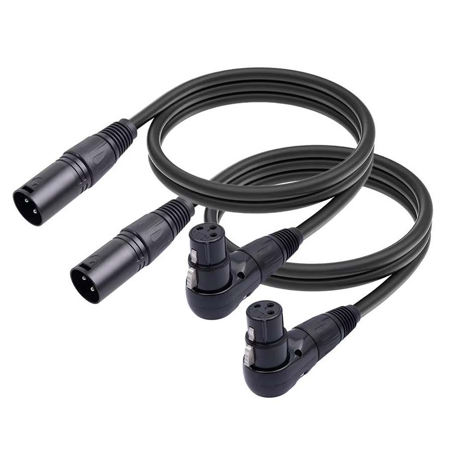 3-poliges XLR-Adapterkabel mit 90-Grad-Buchse auf geraden Stecker in Schwarz für Mikrofon und Lautsprecher - Bild 5