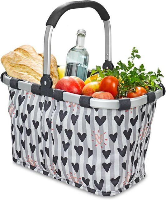 Reisenthel Carrybag Hearts & Stripes in Grau und Multicolour, faltbare Stofftasche - Bild 1