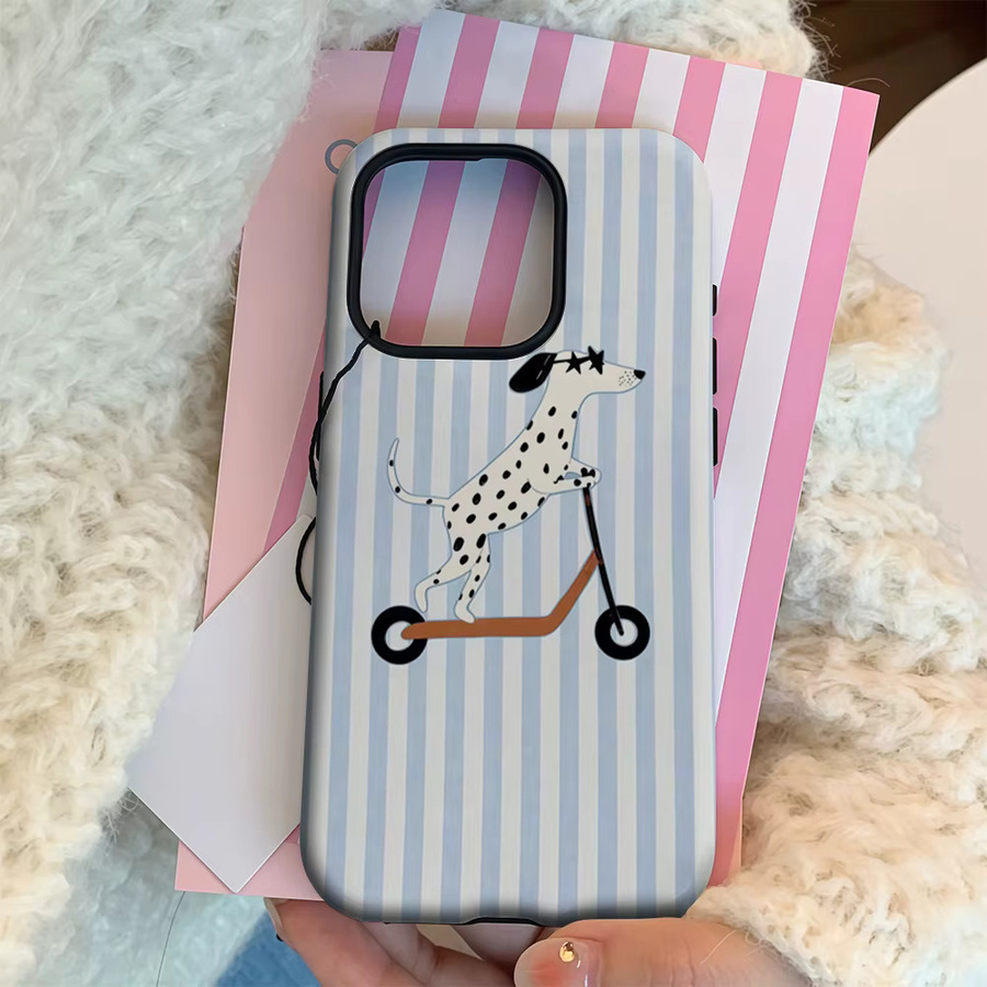 Potdemiel Handyhülle Dalmatiner auf Scooter Vibe für iPhone 17 16 15 14 13 12 Pro Max Plus mit doppelschichtiger Rückseite - Bild 3
