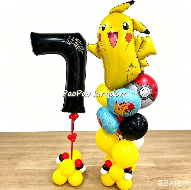 Potdemiel Pokemon Luftballon Set mit Pikachu und Pokemon Ball für Kinder Geburtstagsdekoration, Mehrfarbig - Bild 1