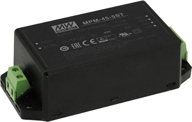 MEAN WELL MPM-45-5ST Netzteil und Spannungsumwandler für Indoor, 45 W, Schwarz - Bild 1