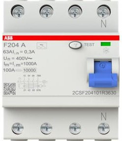 ABB FI-Schutzschalter RCD F204A-63/0,3 in Weiß - Bild 1