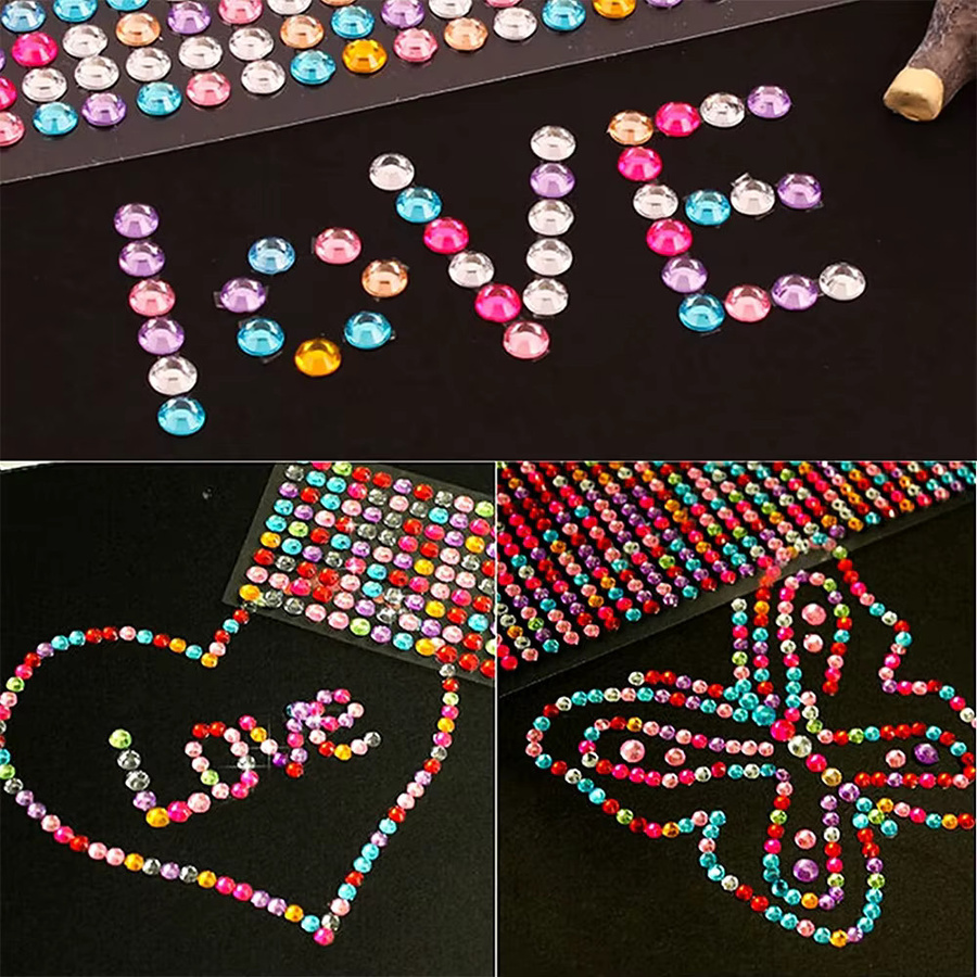 Selbstklebende Acryl Strass Aufkleber in Multicolour und Lila für DIY Kunst, Scrapbooking, Handy und Auto - Bild 1