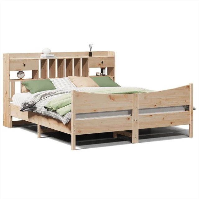 vidaXL Massivholzbett aus Kiefernholz mit Schubladen in Braun, rustikal und unbehandelt, B/T/H: 180 x 200 x 110 cm - Bild 1