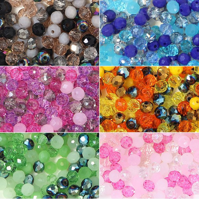 louleur Glasperlen, facettiert, bunt, transparent, 4/6/8 mm - Bild 1