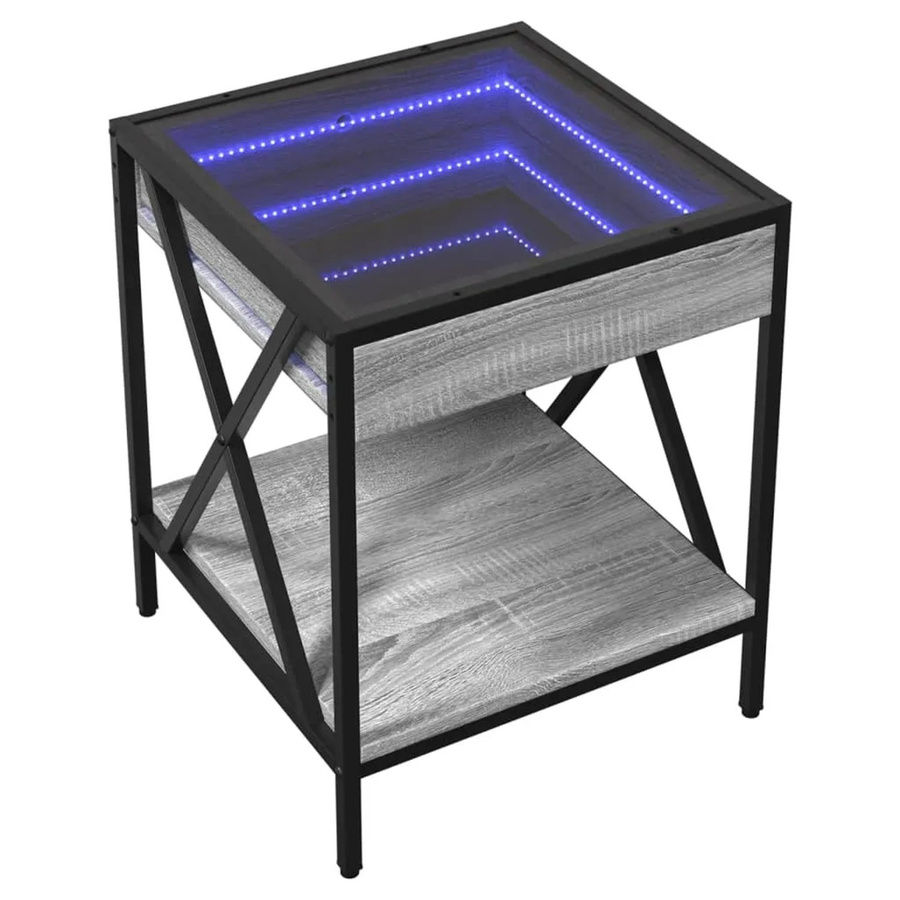 vidaXL Couchtisch mit Infinity-LED in Grau Sonoma, B/T/H: 40 x 40 x 49 cm - Bild 2