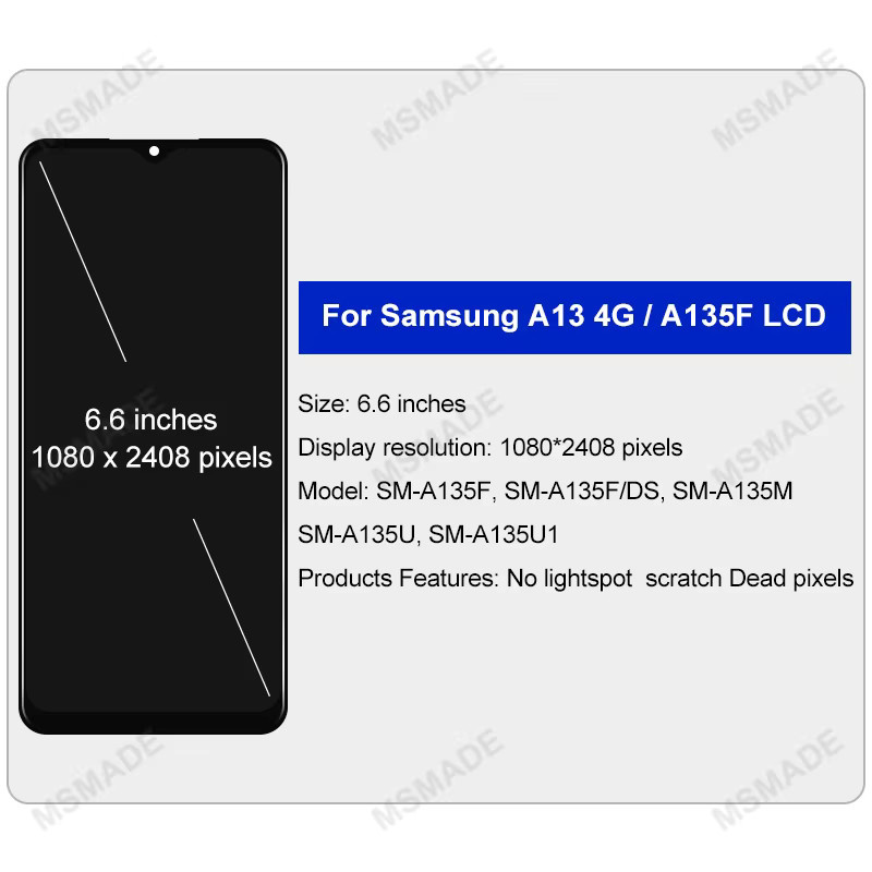 Samsung Galaxy A13 4G Ersatzdisplay mit 6,6 Zoll IPS LCD Touch Digitizer in Schwarz für SM-A135F und SM-A135M - Bild 2