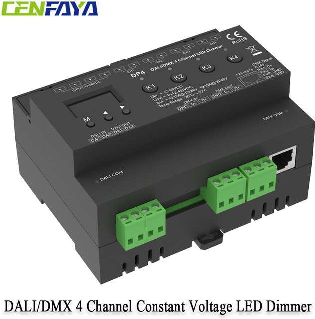 CENFAYA DALI LED-Dimmer DALI DMX Konstantspannung mit OLED-Bildschirmanzeige 4CH*12A 12-48VDC DT6 DT8 8/16-Bit - Bild 1