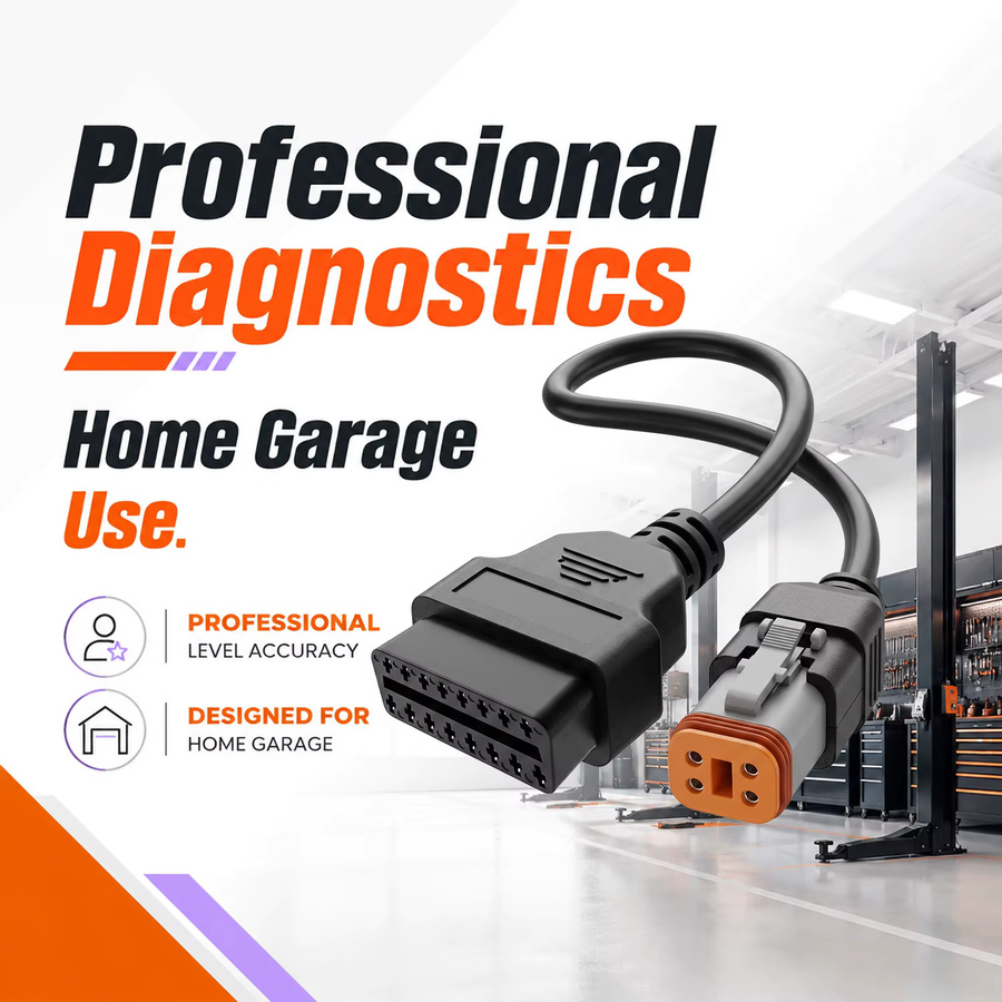 X-OBD 2-in-1 Diagnose-Verlängerungskabel für Harley Davidson, OBD2-Adapter für J1850 ECU-Tuning, Schwarz - Bild 3