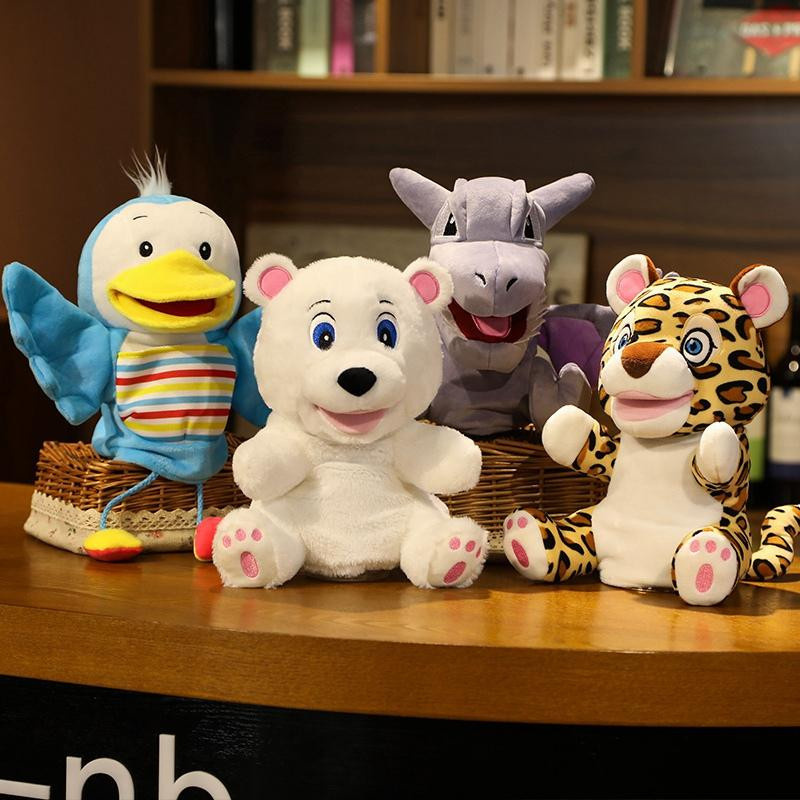 12-teiliges Set Tiere Plüsch Handpuppen Panda Bär Hase Esel Rind Stoffpuppen - Bild 1