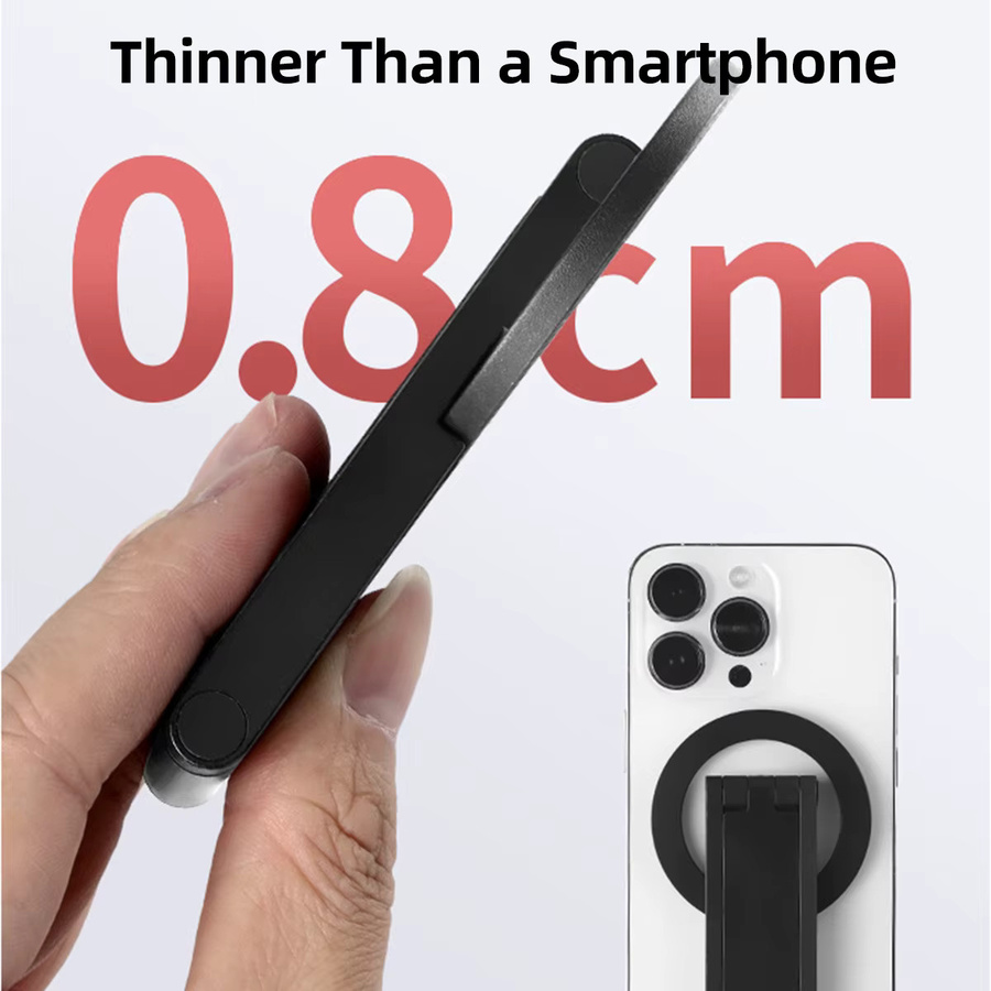 FONKEN Faltbares Handy-Stativ mit Karabiner, tragbares doppelseitiges magnetisches Stativ mit Tischhalterung und Handygriff in Schwarz - Bild 4
