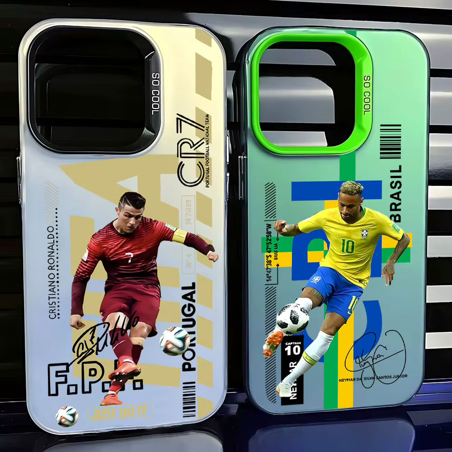 Anti-Sturz Handyhülle mit Fußball-Design für Apple iPhone 17 17e 16e 16 15 14 13 12 11 Pro Max Air Plus in Multicolour mit matter Rückseite - Bild 1