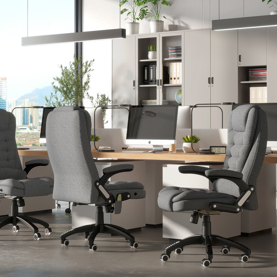 Vinsetto Massagesessel Aosom Chefsessel Bürostuhl ergonomisch höhenverstellbar Grau B/T/H: 67 x 74 x 116–126 cm - Bild 2